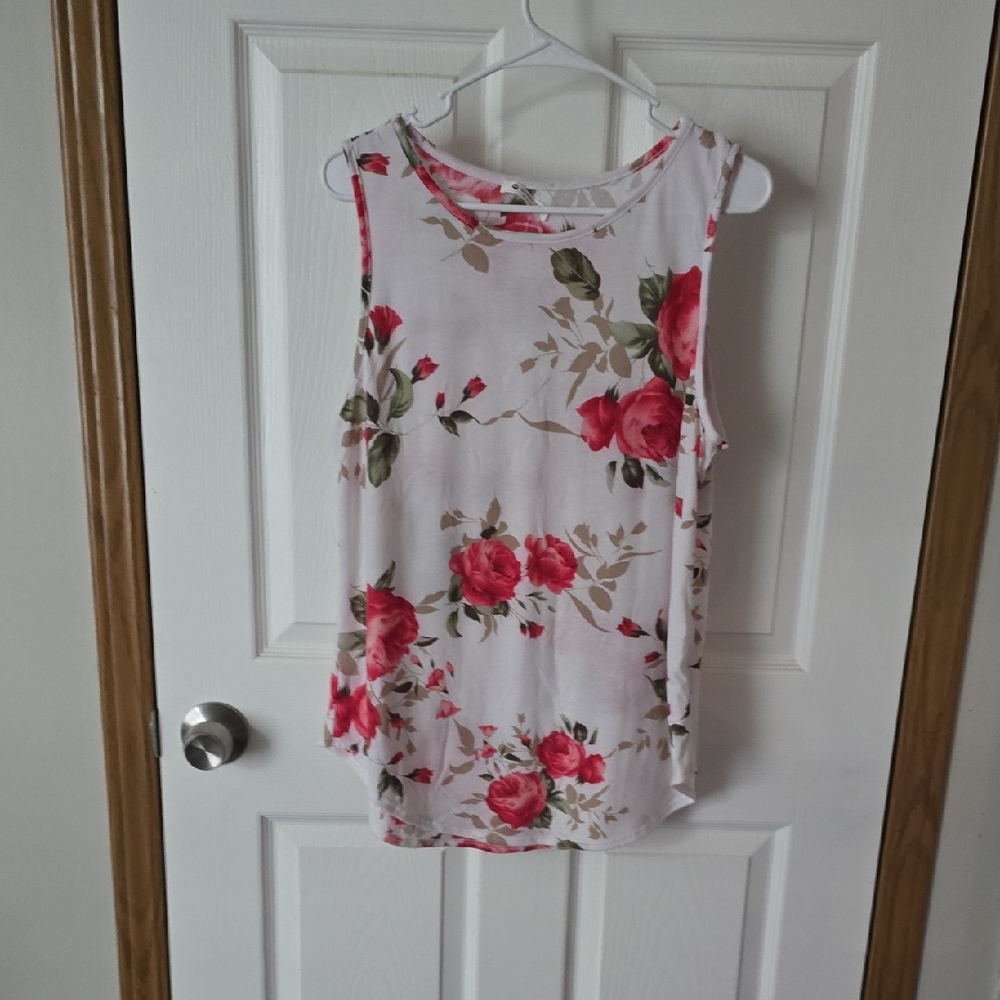 Rose Print Sleeveless Tank Top
